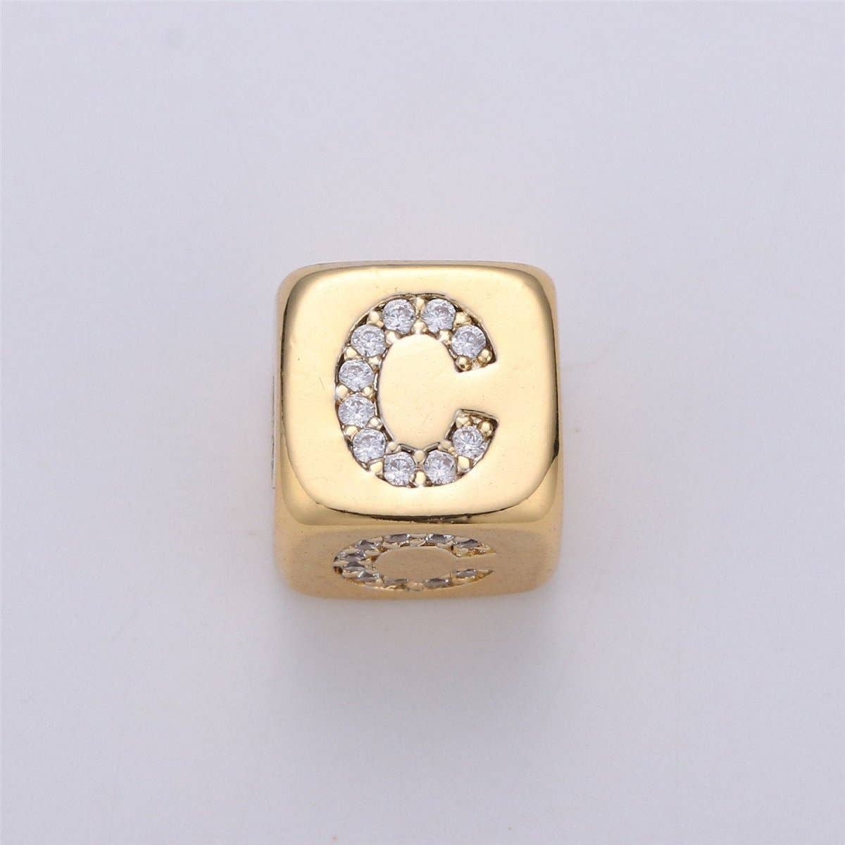 9x9mm Gold Initial Letter Beads, Alphabet Beads, Initial Beads, Alphabet Blocks Micro Pave Initial Block Charm for Bracelet Necklace Supply