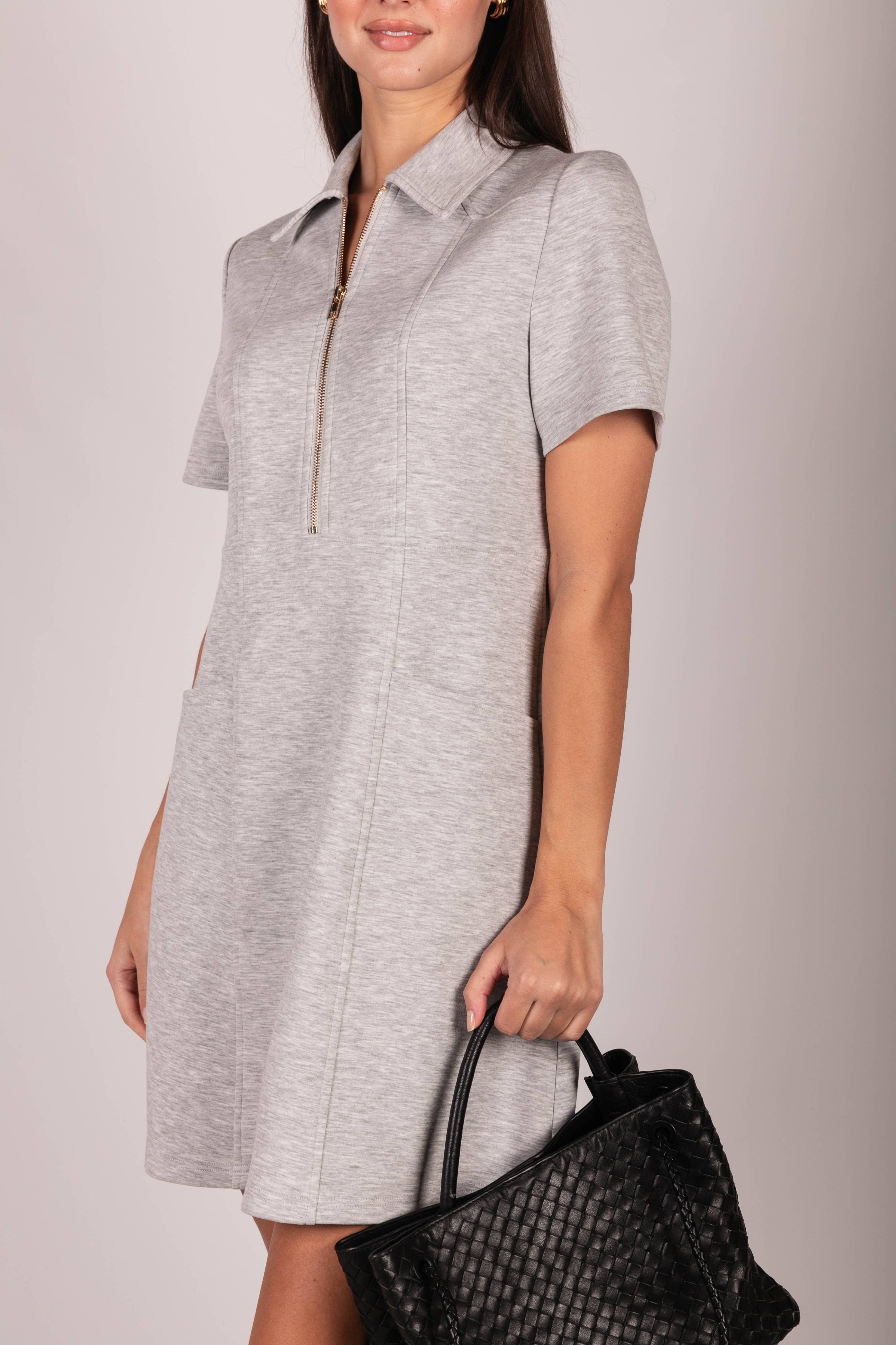 Butter Modal Quarter Zip Short Sleeve Dress