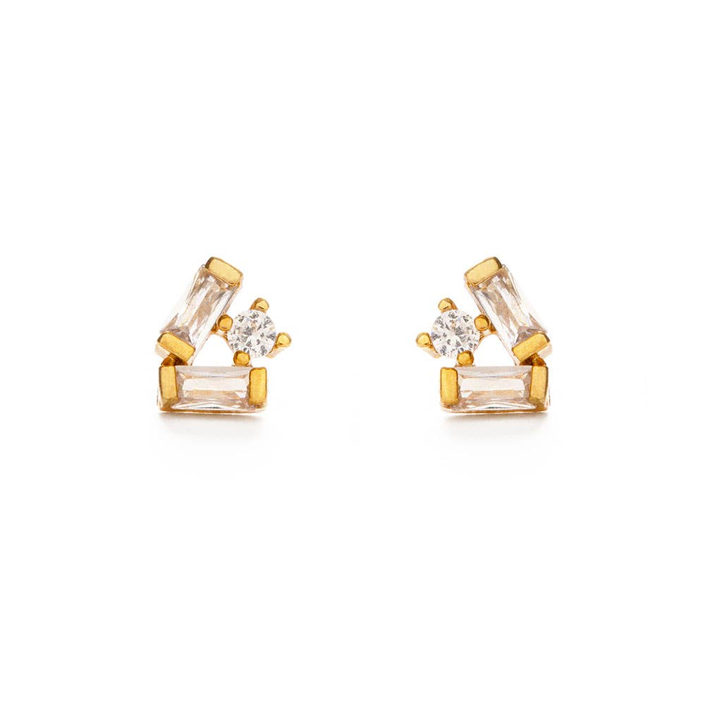 Baguette Crystal Cluster Stud Earrings