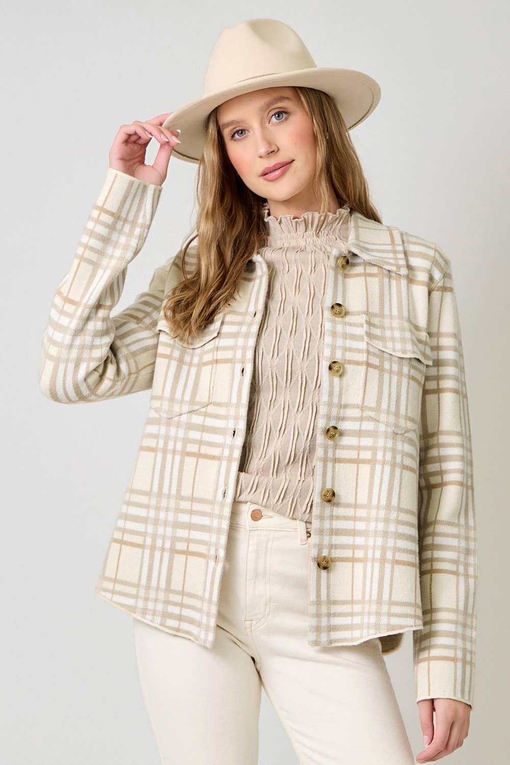 60843 Check Patterned Sweater Jacket