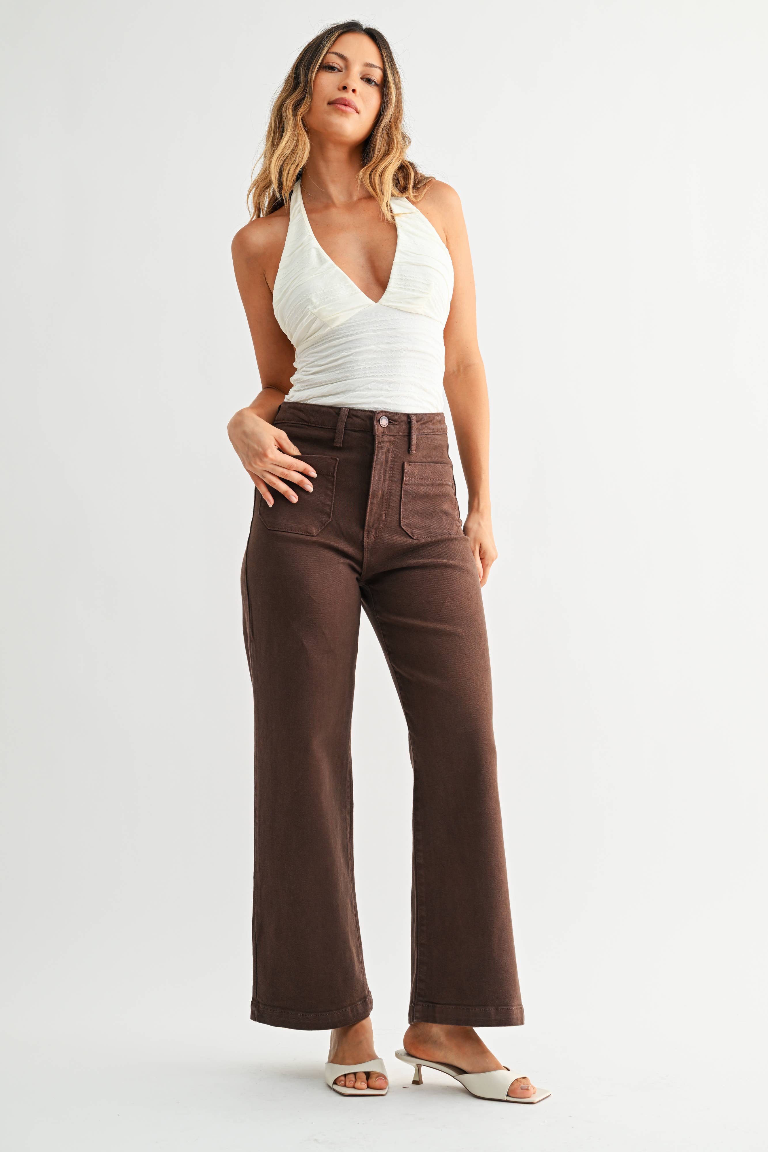 Just Black Denim Patch Pocket Wide Leg