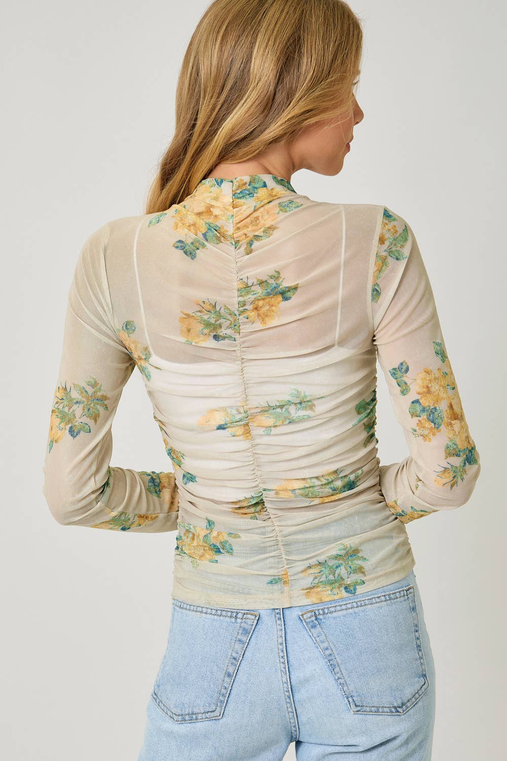 Mock Neck Ruching Top
