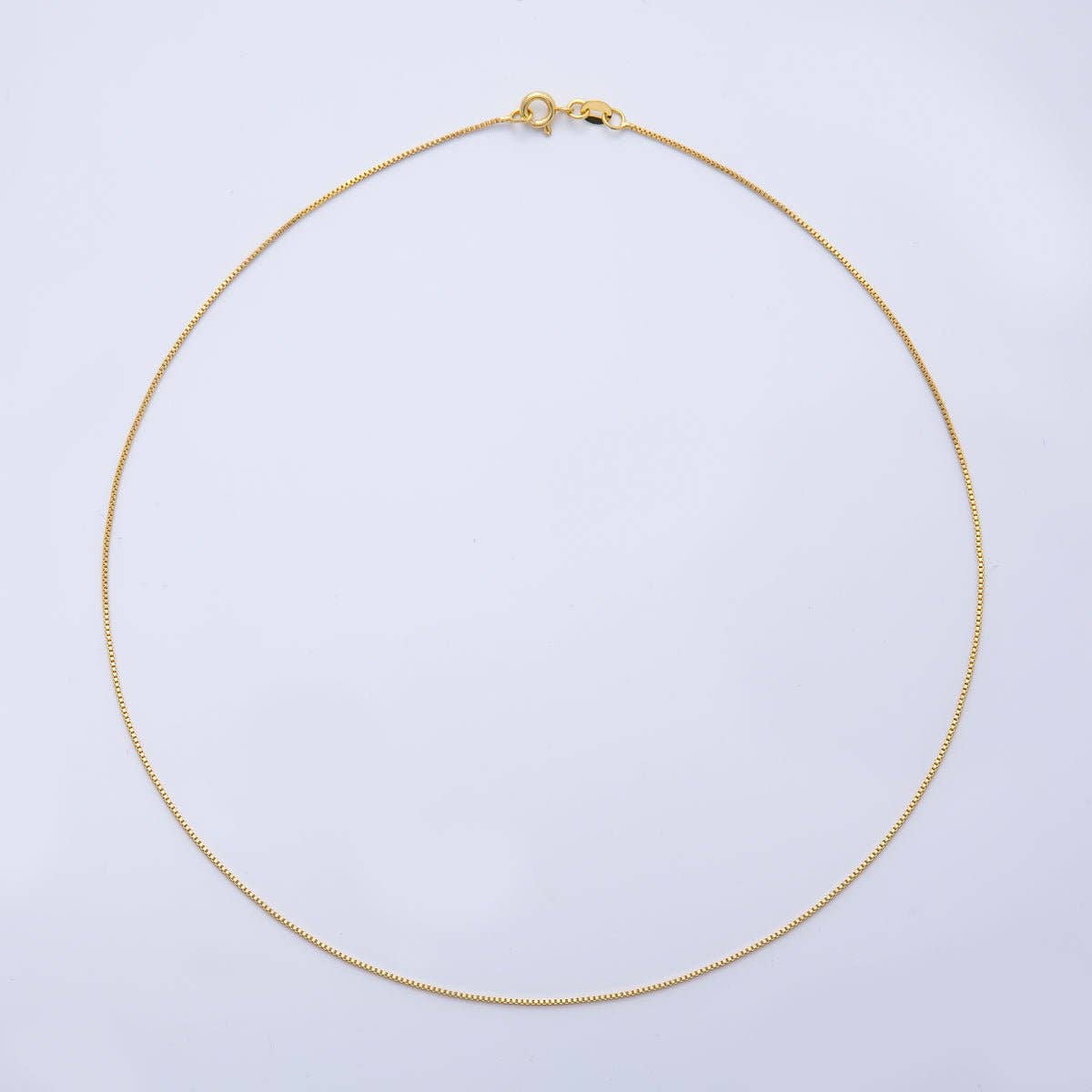 18K Gold Filled 1mm Minimalist Box Chain 17.5 Inch Necklace | WA-3987