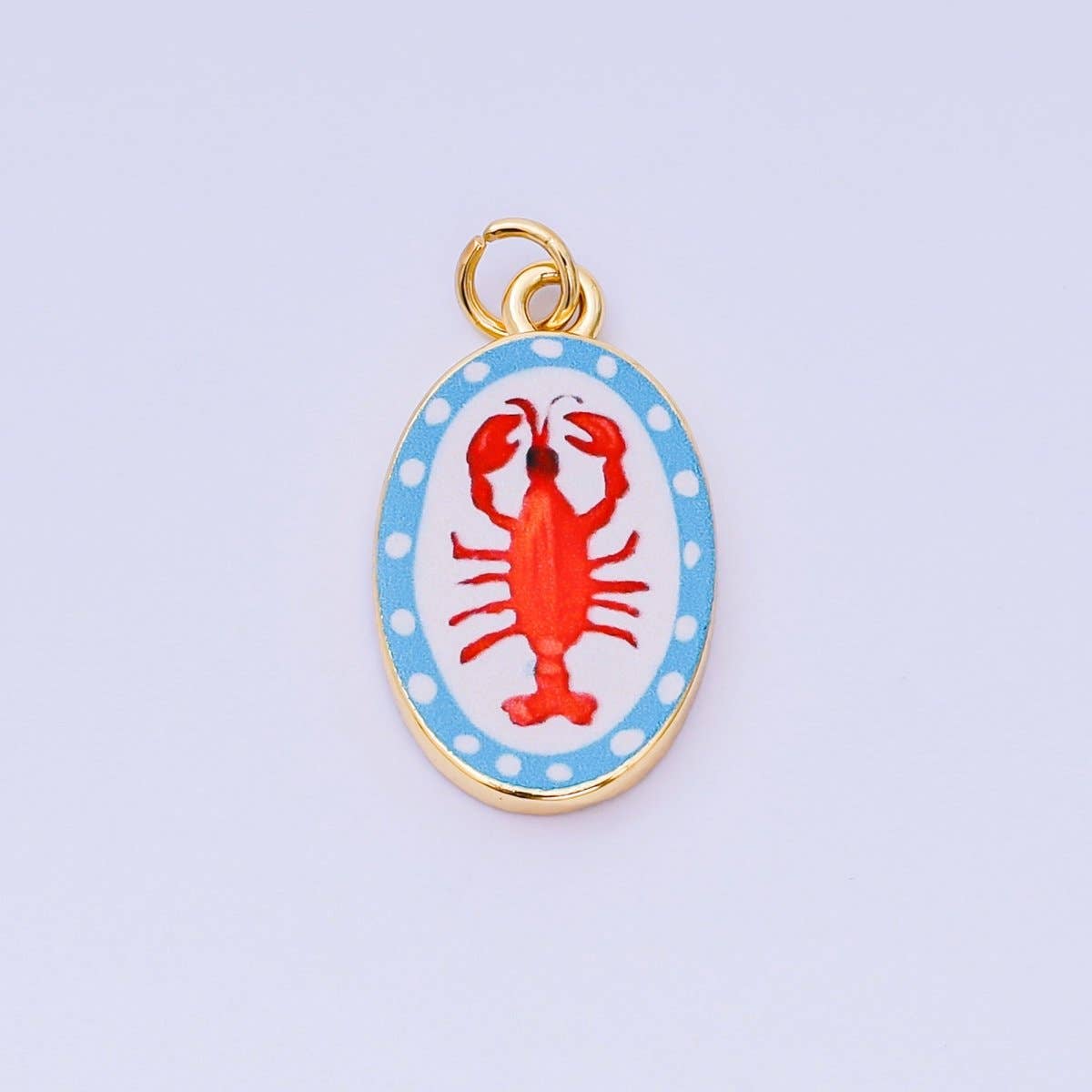 24K Gold Filled Enamel Art Oval Spring Charm in Flower, Butterfly, & Nature