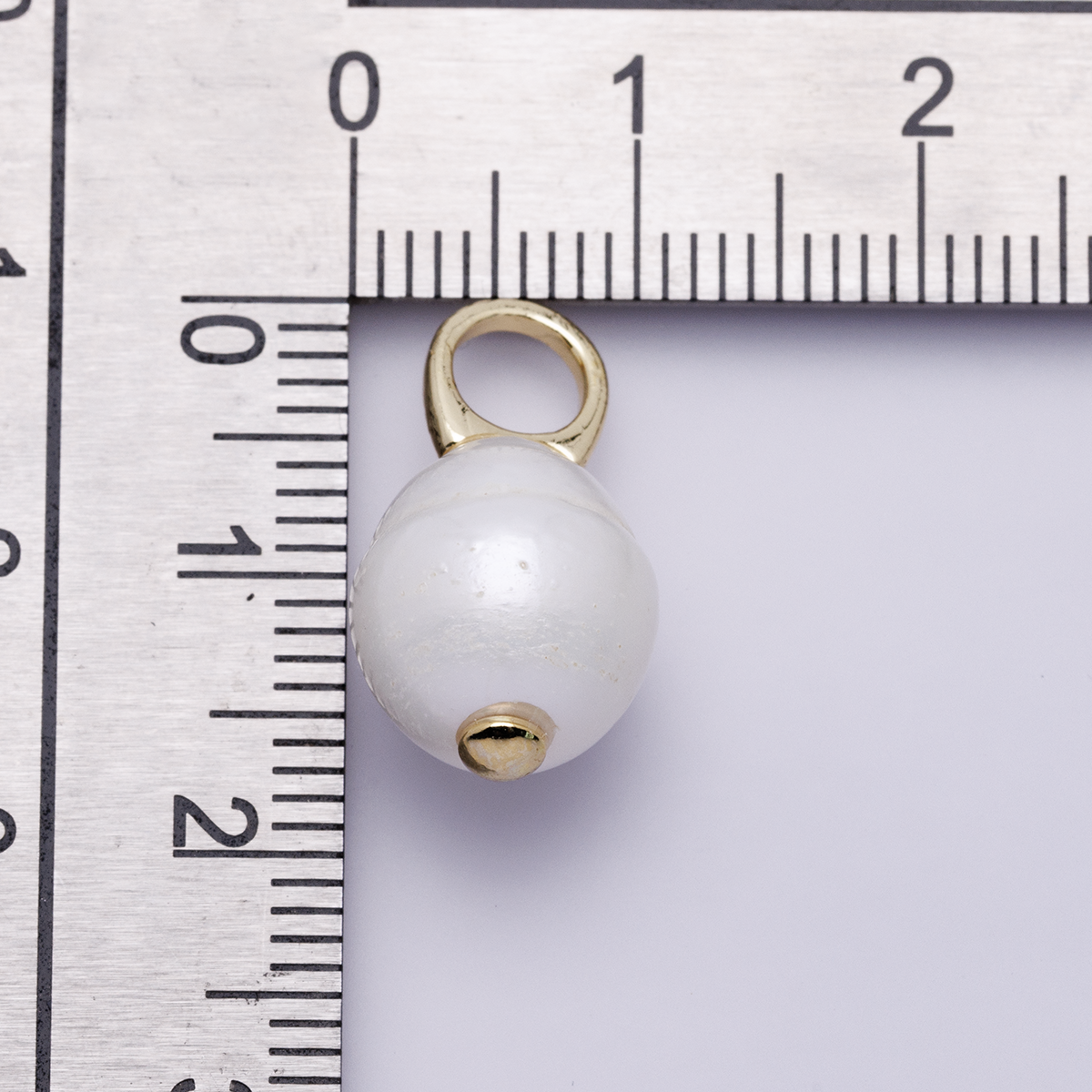 14K Gold Filled White Ringed Baroque Freshwater Pearl Drop Pendant | P1734