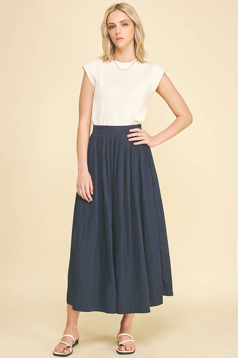 PLEATED A-LINE MIDI SKIRT - 6528S