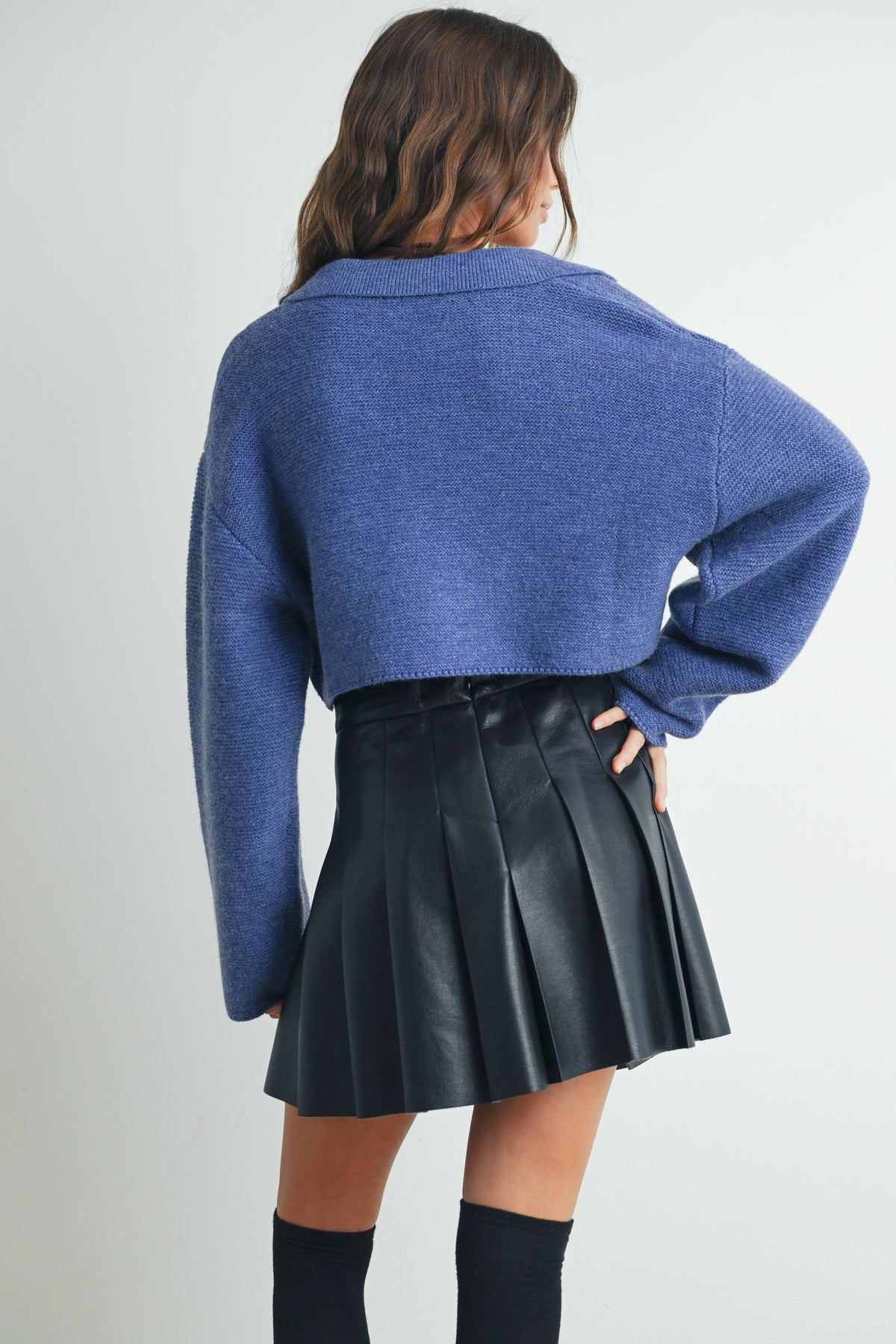 V-Neck Collar With Drop Shoulder Sweater Top - BMW7142