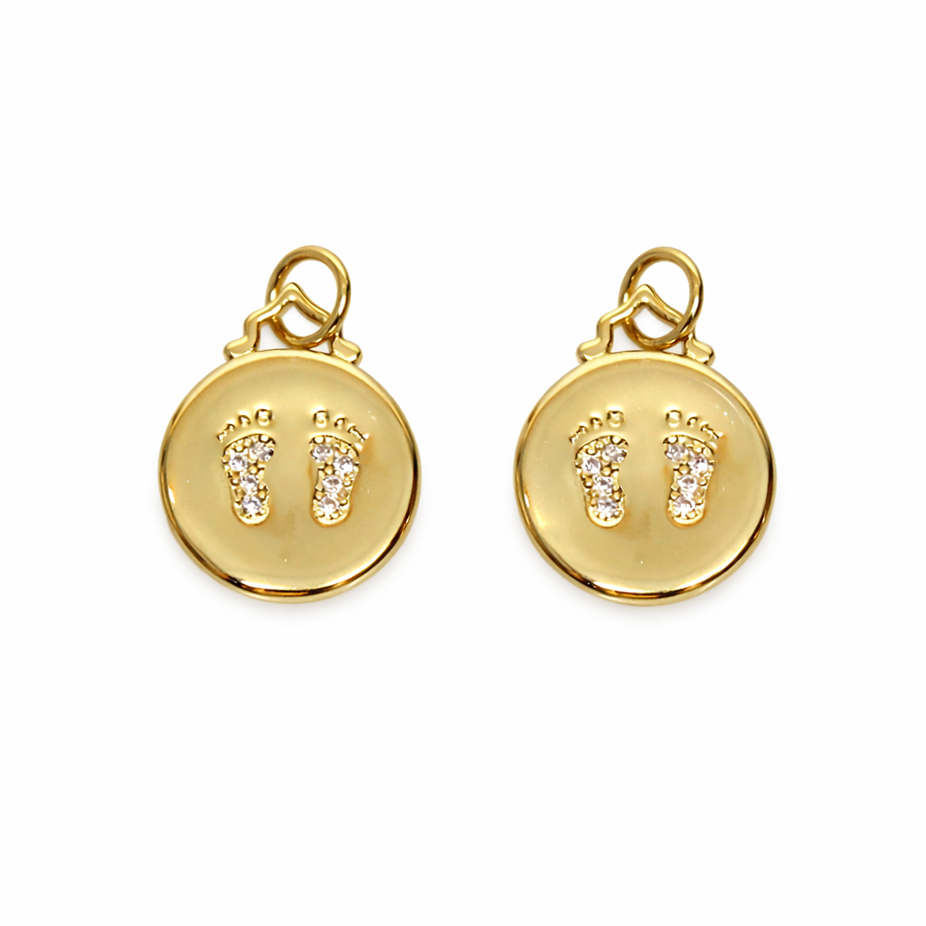 CZ Gold Filled Baby Foot Pendant, baby feet charm, CPGNEW