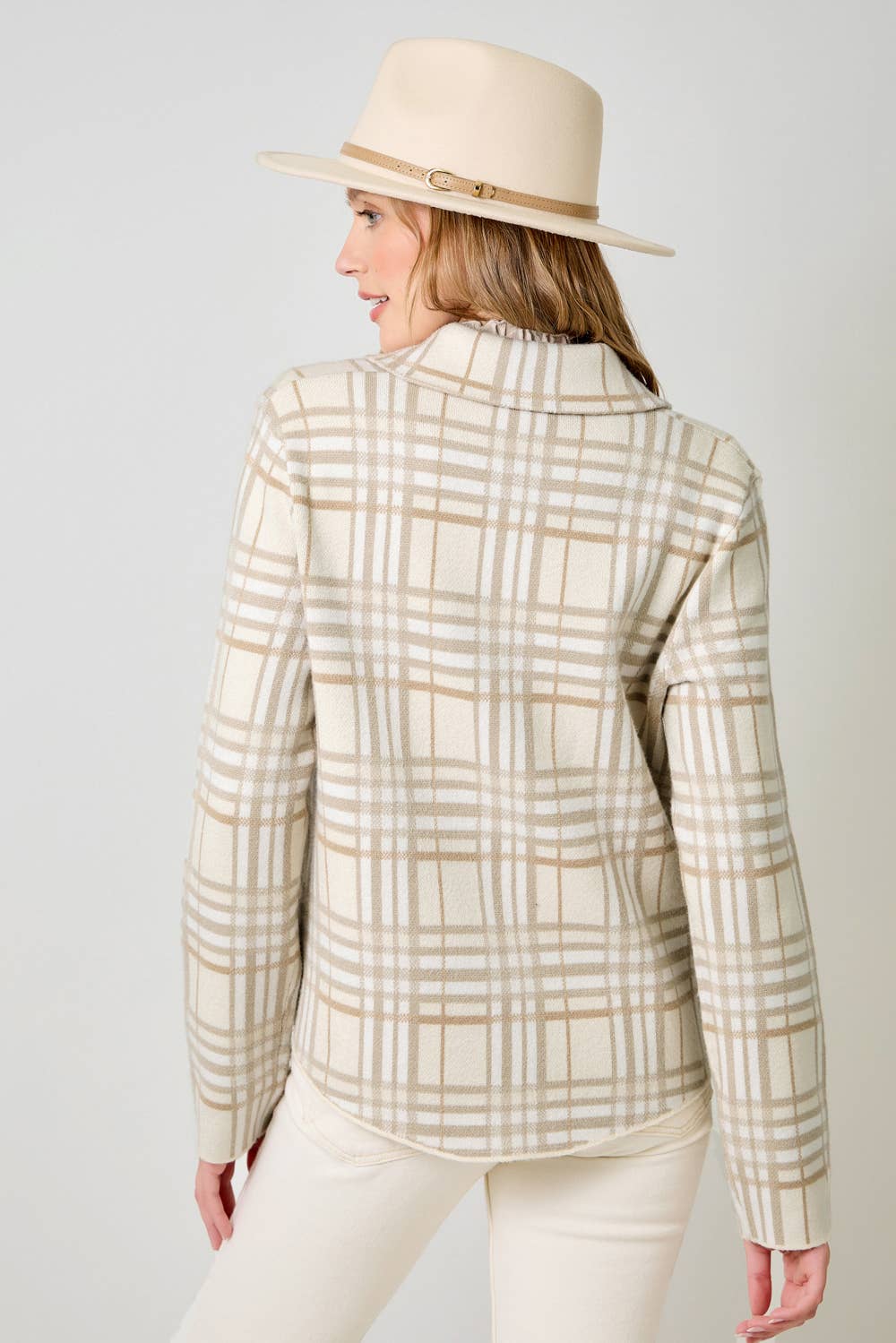 60843 Check Patterned Sweater Jacket