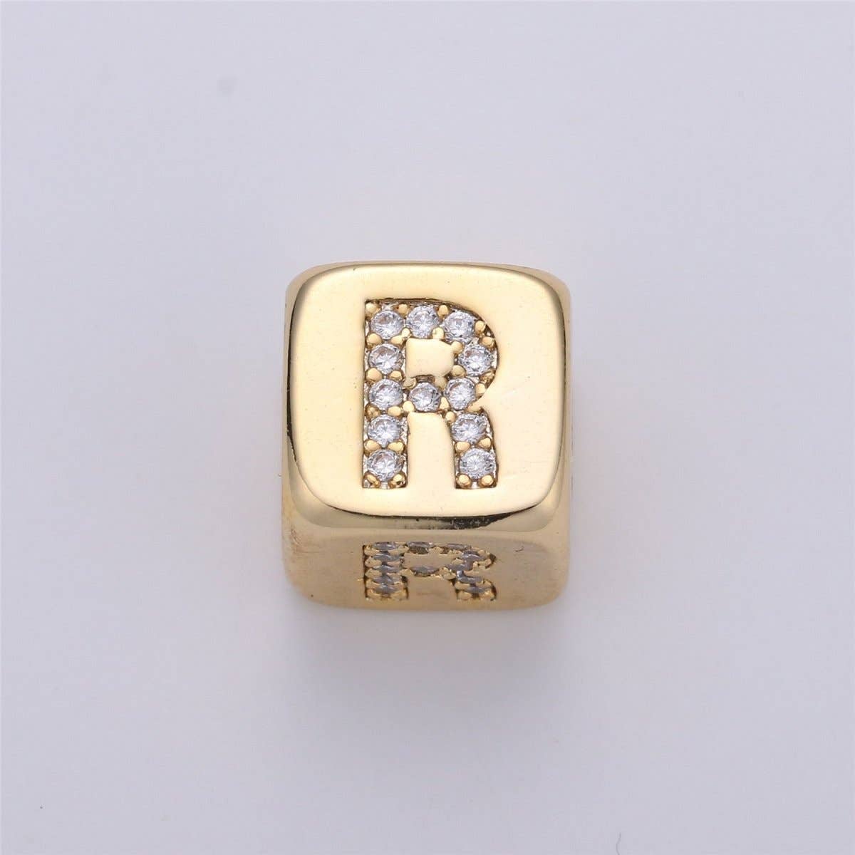 9x9mm Gold Initial Letter Beads, Alphabet Beads, Initial Beads, Alphabet Blocks Micro Pave Initial Block Charm for Bracelet Necklace Supply