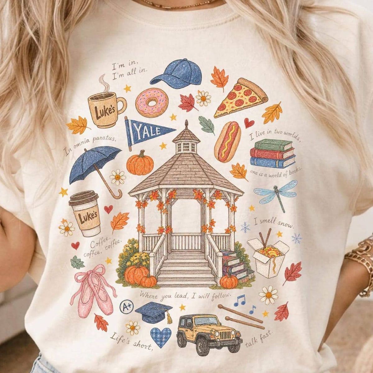Stars Hollow Memories Watercolor Collage Graphic T-Shirt