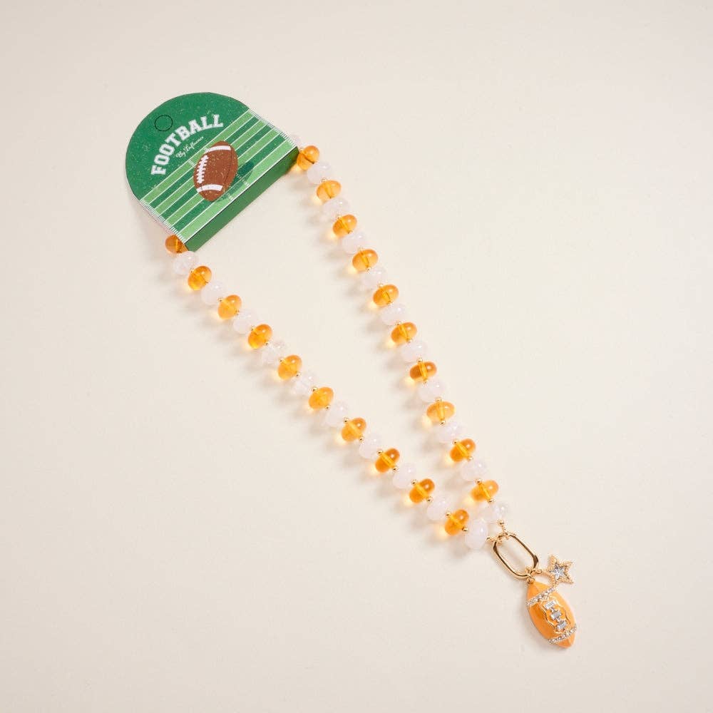 Football Star Stone Pendant Bead Necklace