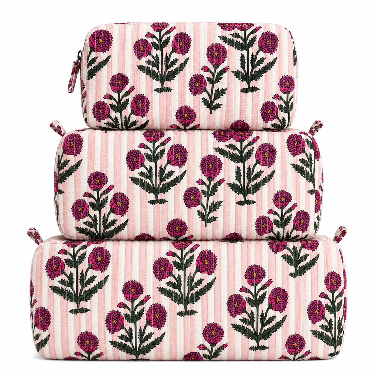 Stripe Floral Quilted Bag Print