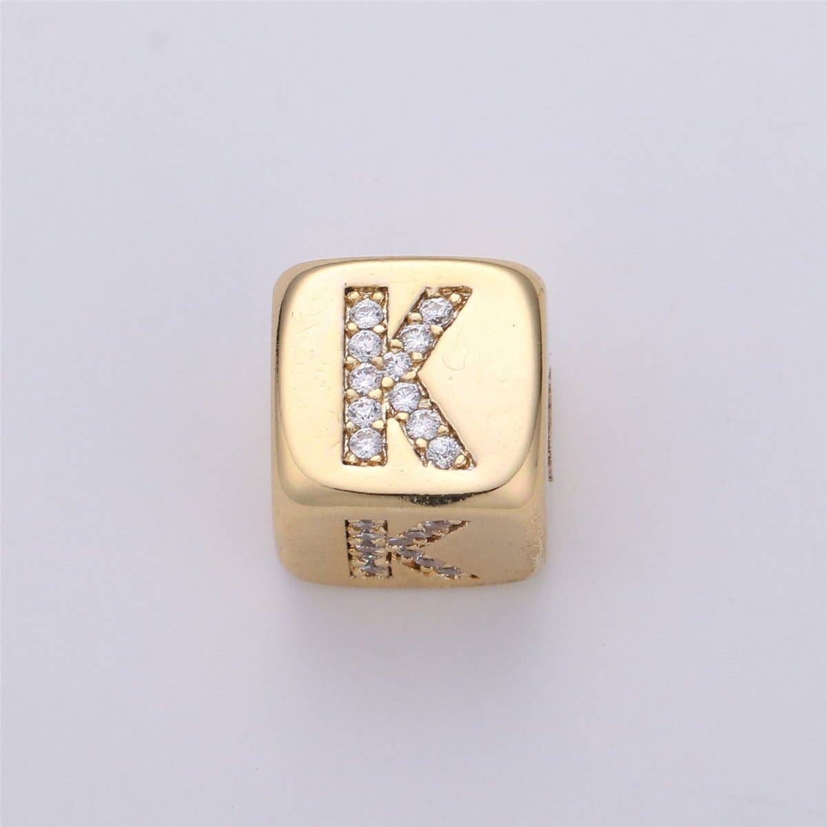 9x9mm Gold Initial Letter Beads, Alphabet Beads, Initial Beads, Alphabet Blocks Micro Pave Initial Block Charm for Bracelet Necklace Supply