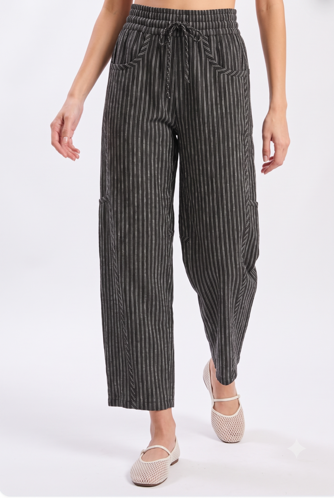 CB10394J Pinstripe Drawstring Pants