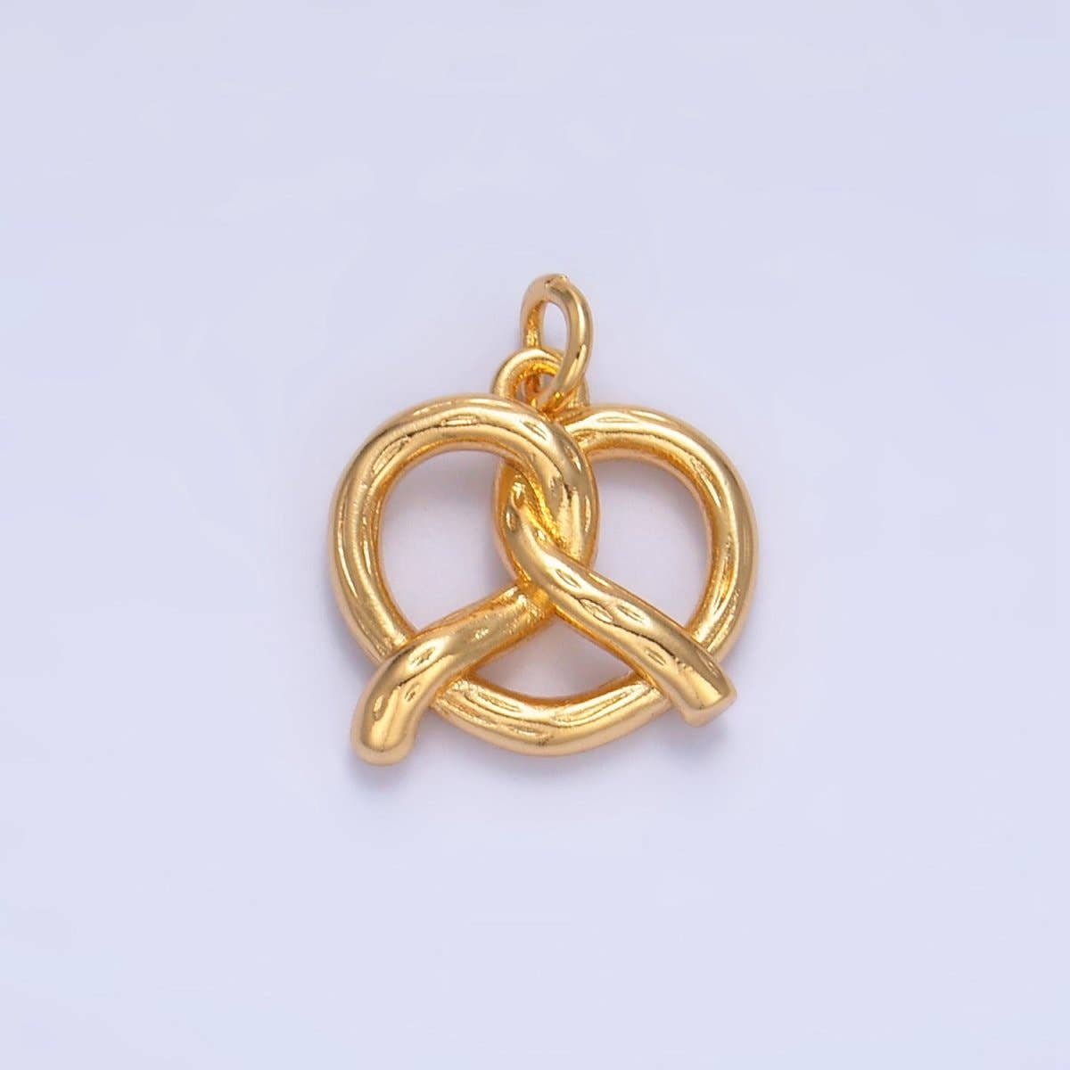 24K Gold Filled 12.5mm Mini Pretzel Pastry 3D Minimalist Charm in Gold & Silver | W105