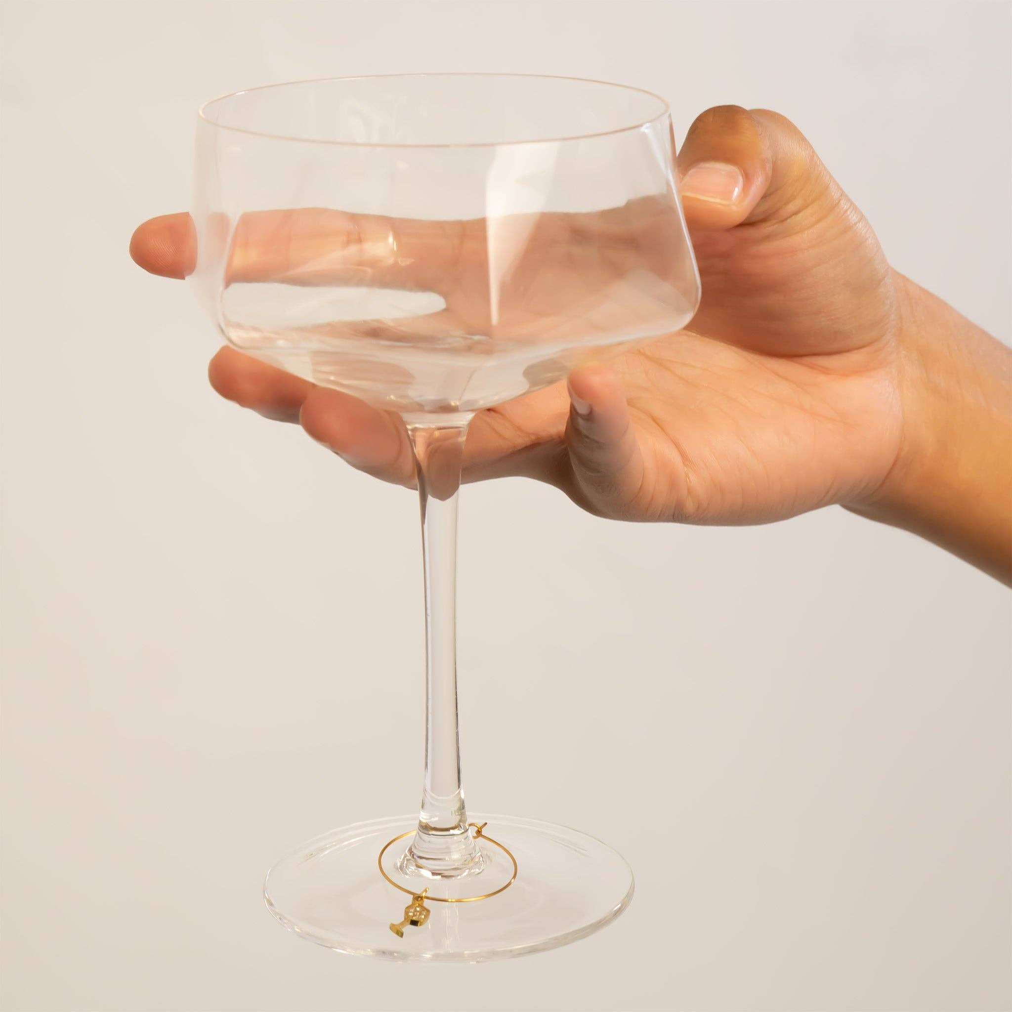 18K Gold PVD Stainless Steel Wine Glass Charm