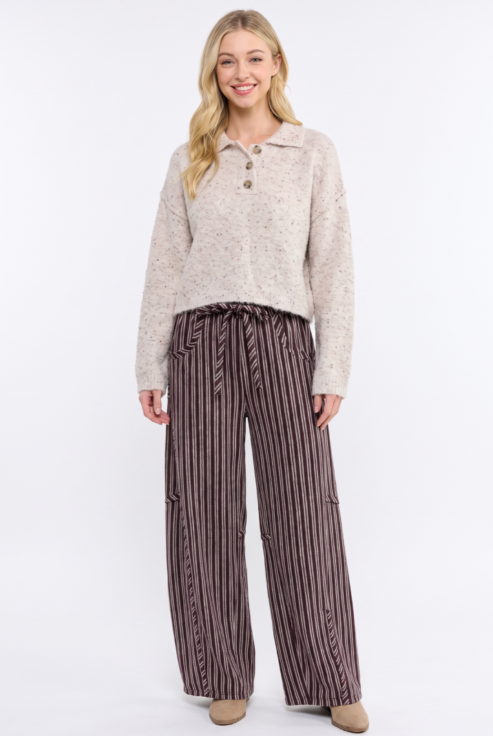 CB10394J Pinstripe Drawstring Pants