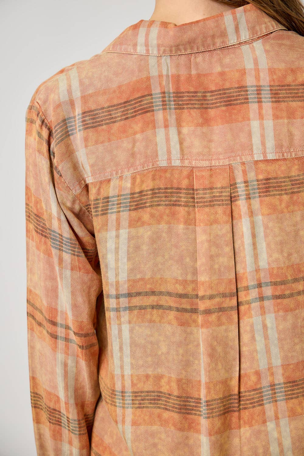 Washed Plaid Button Down Shirt