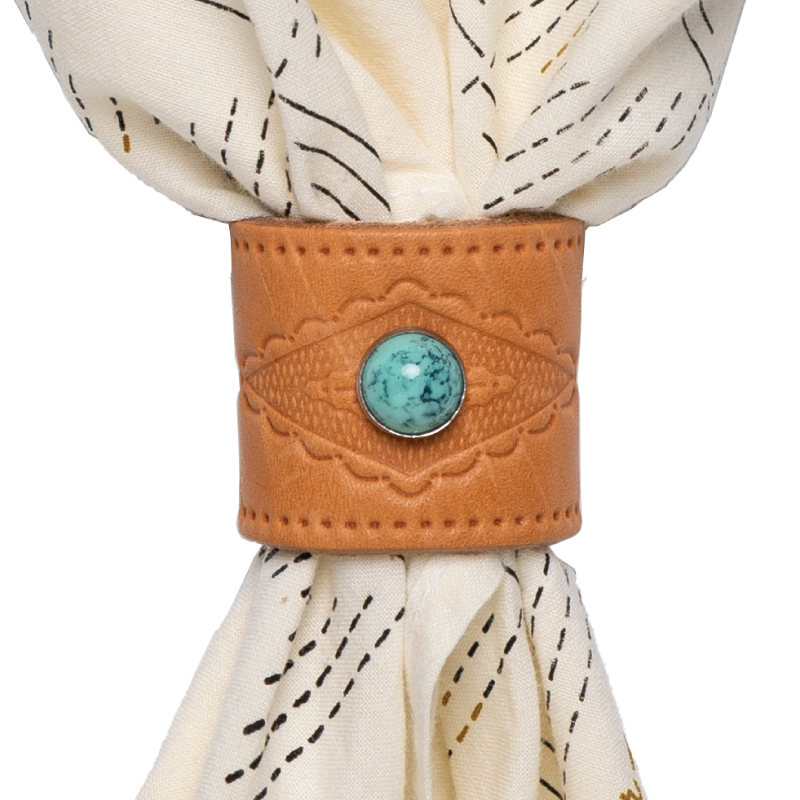 Handmade in USA leather studded bandana slide - diamond