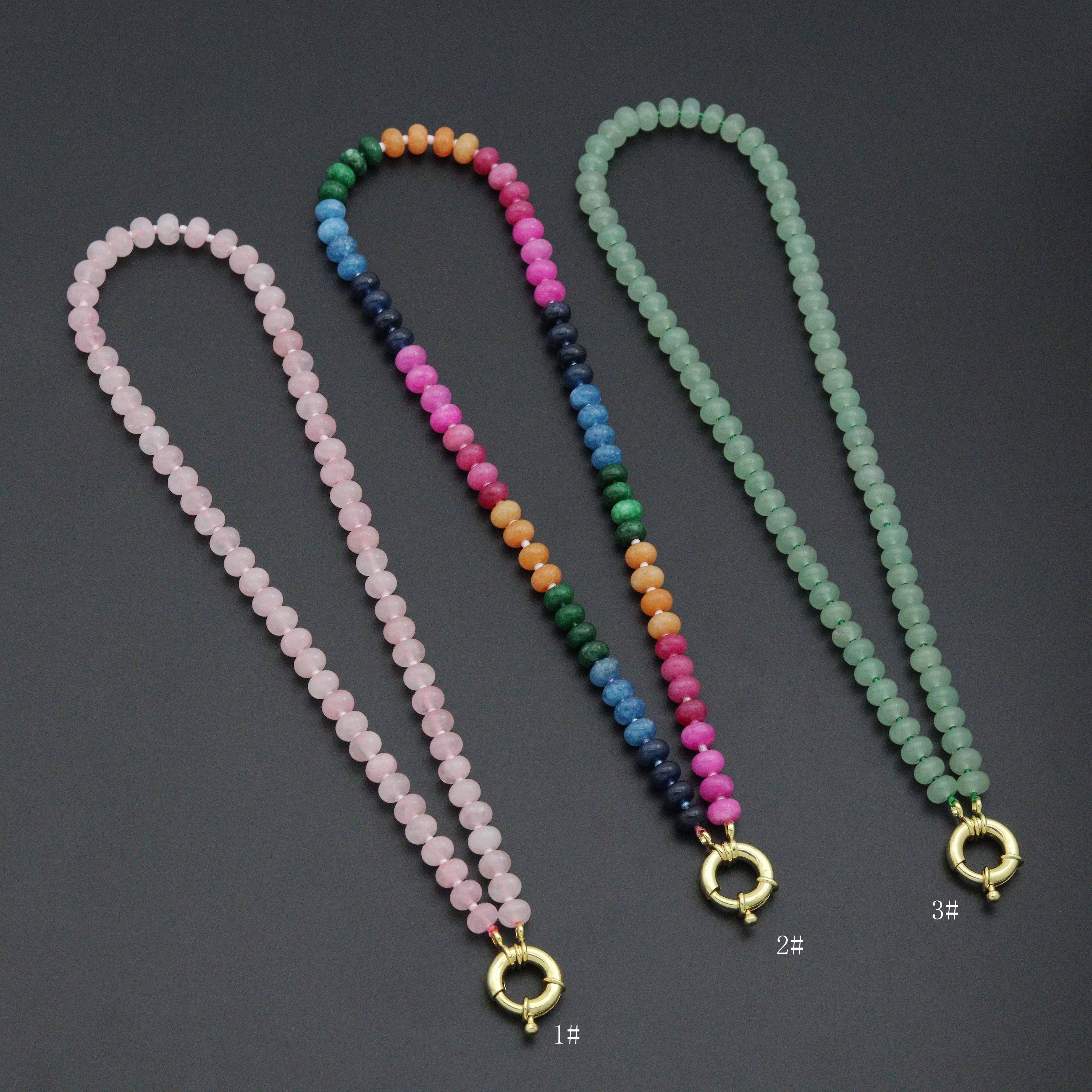 Pink Rainbow adventure green Gemstone necklace, sku#EF810