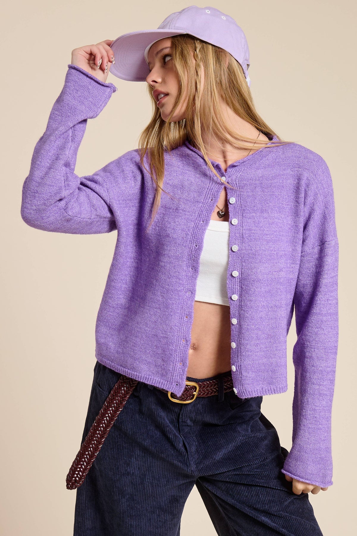 Open-Pack Essential Button Down Cardigan Top
