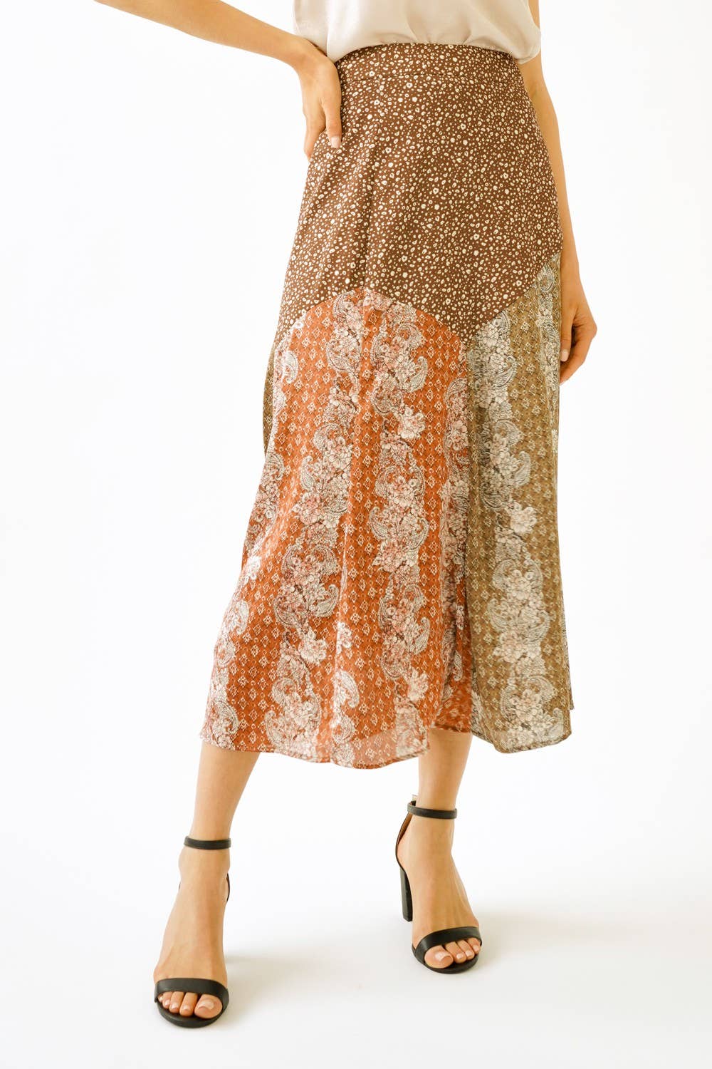 19698 Mix Print Skirt
