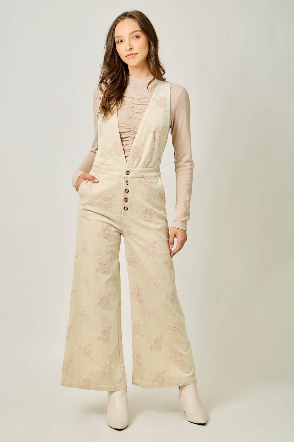 Fernie Embroidered Corduroy Jumpsuit