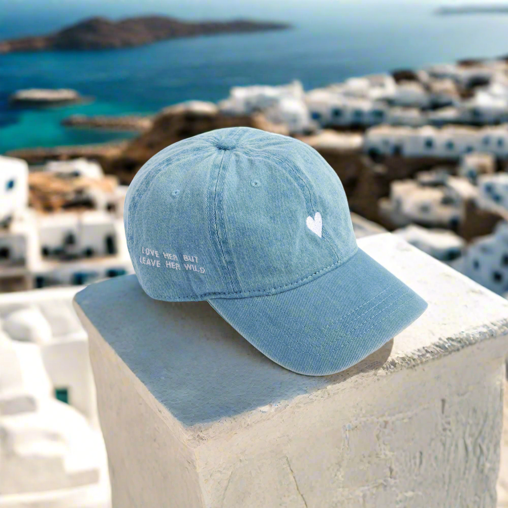 Denim Dad Hat - Embroidered Heart Cap