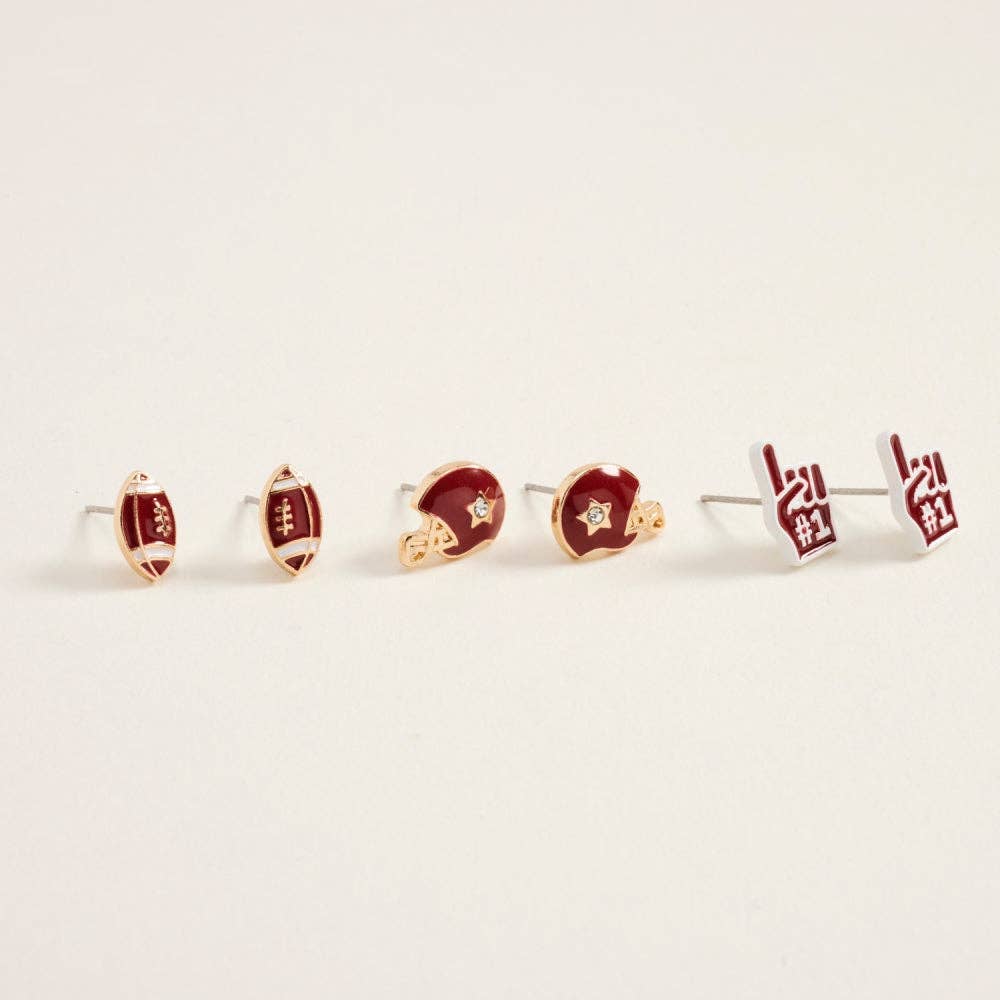 Football Helmet Foam Finger 3 Set Earrings