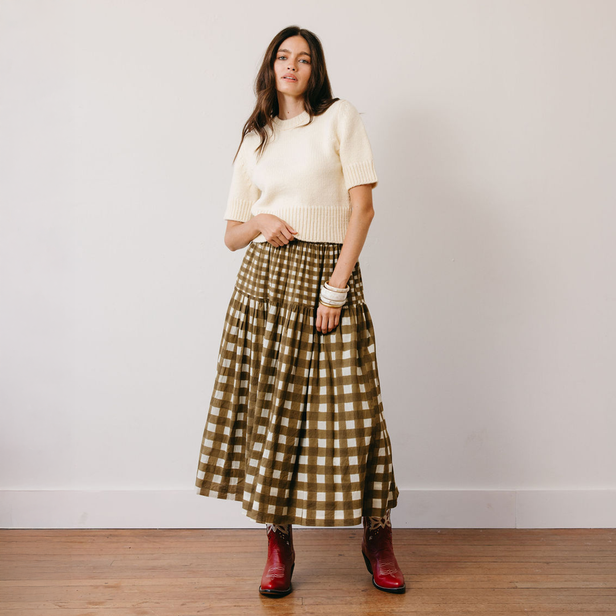 Painted Gingham Colette Skirt