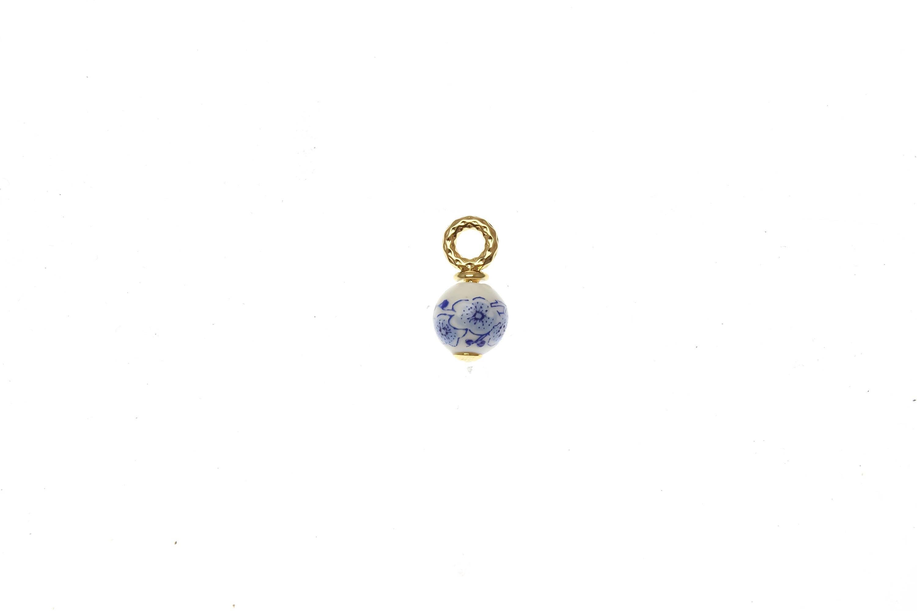Traditional Chinese Porcelain Vase Charm, Blue and White