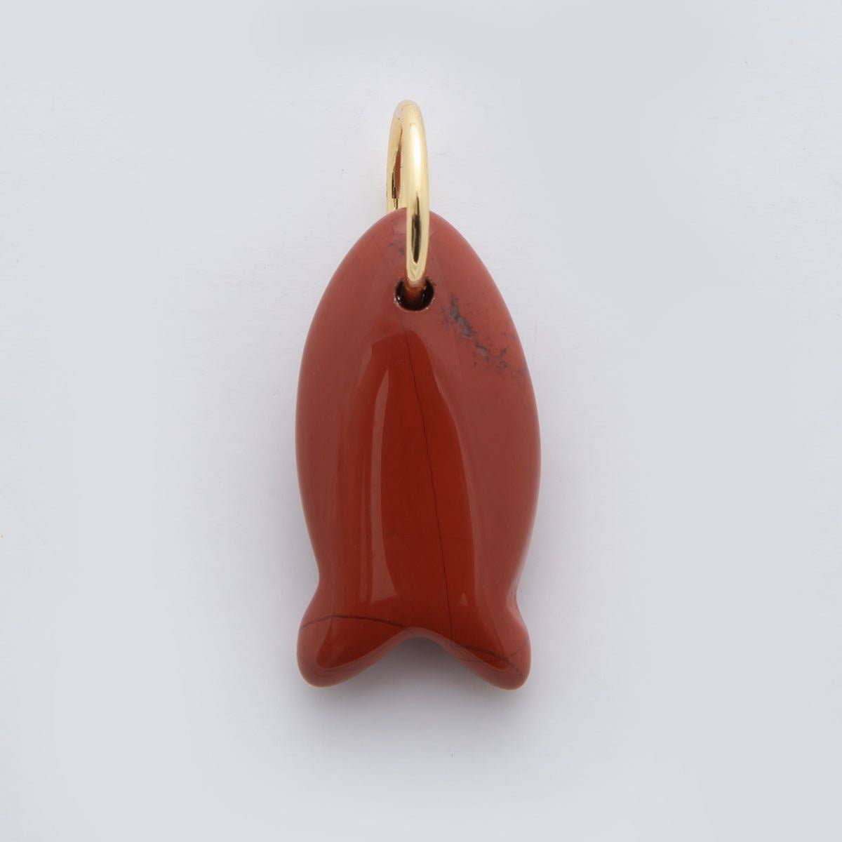 18K Gold Filled 23.7mm Natural Gemstone Fish Charm | C317 - C435