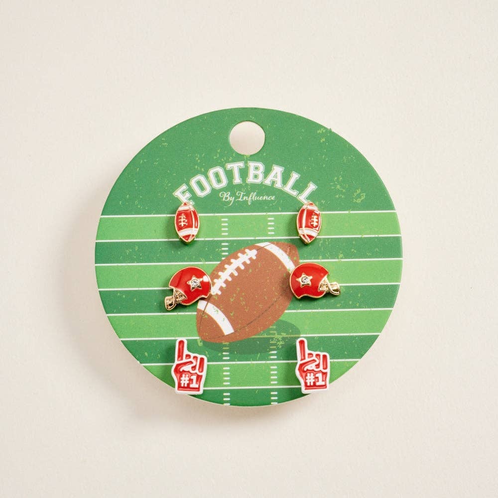 Football Helmet Foam Finger 3 Set Earrings