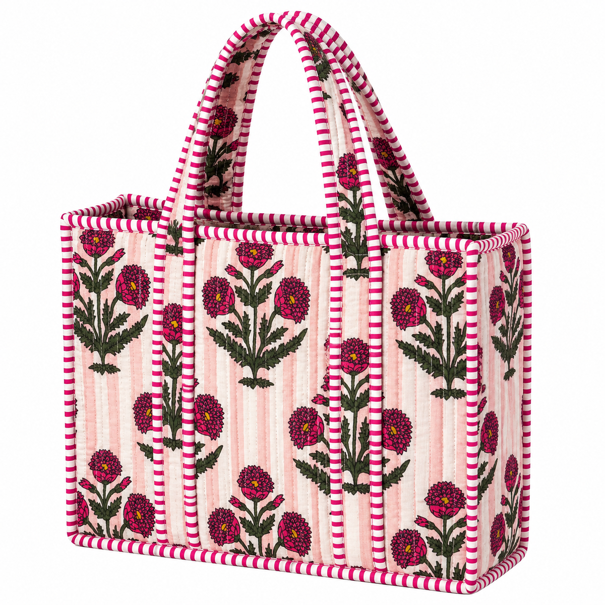 Stripe Floral Quilted Bag Print