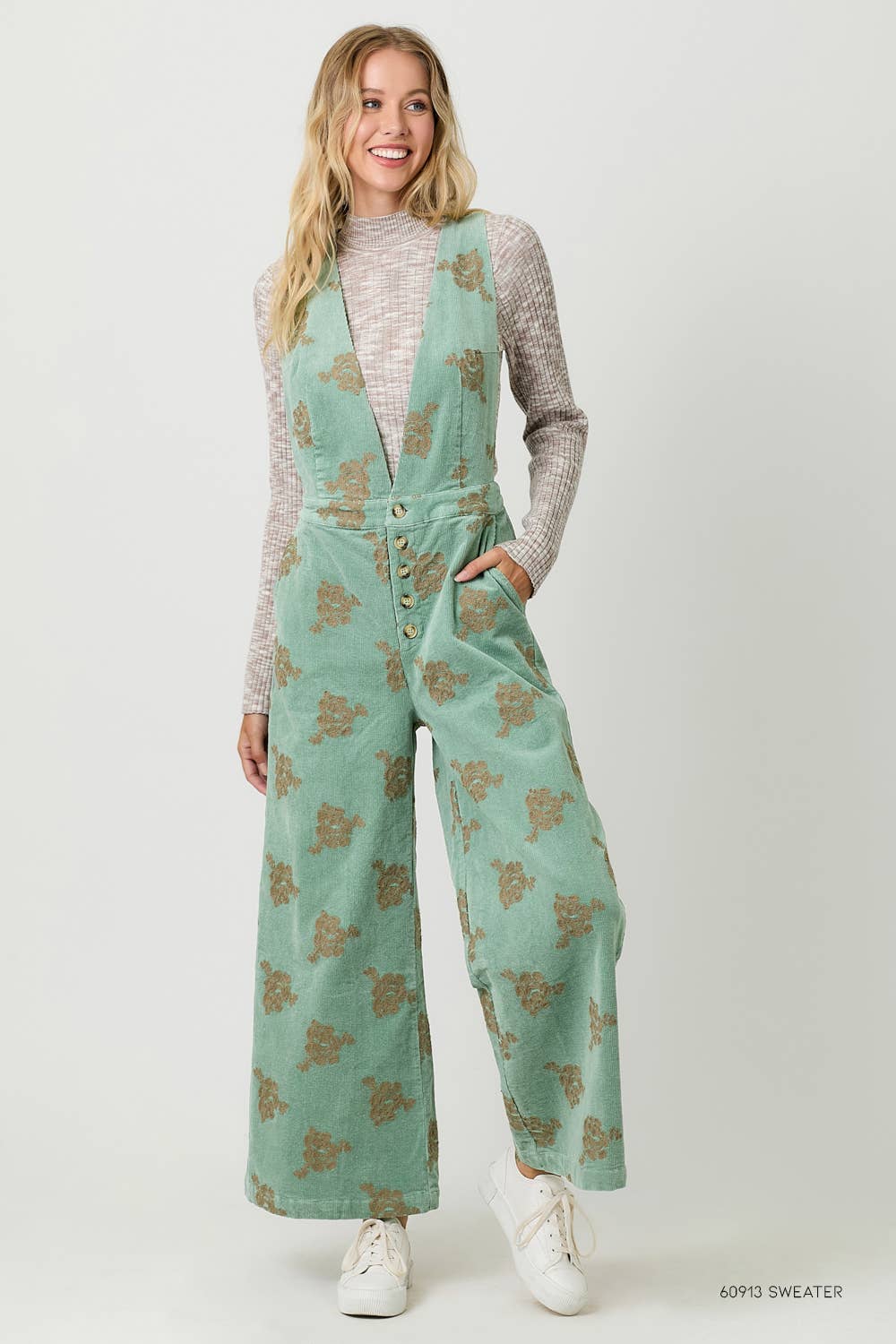 Fernie Embroidered Corduroy Jumpsuit