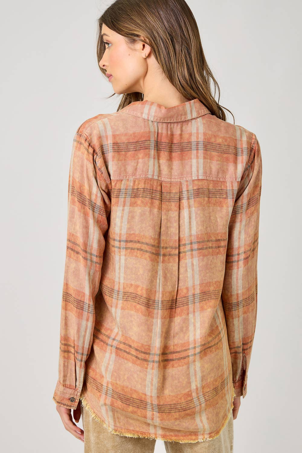 Washed Plaid Button Down Shirt
