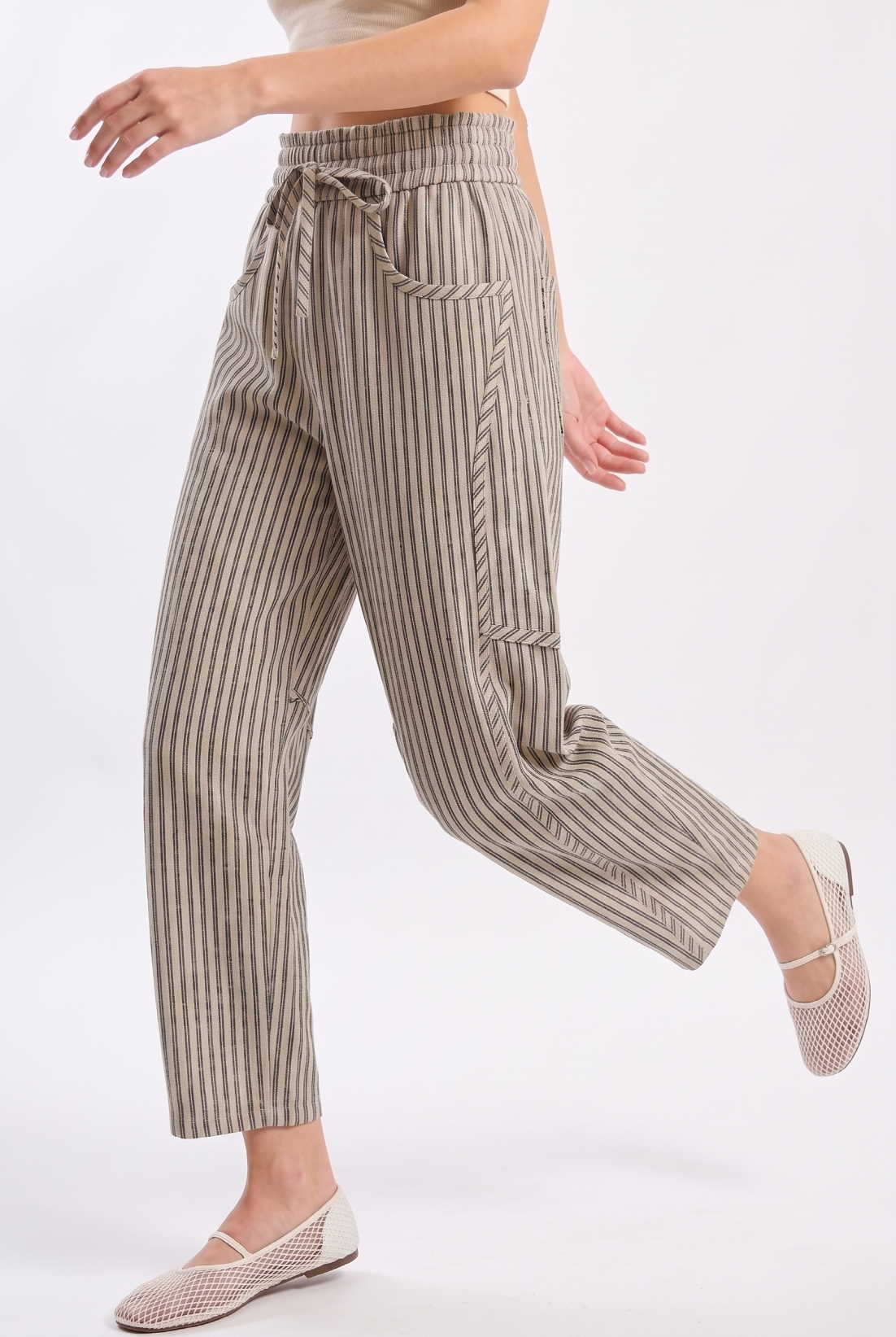 CB10394J Pinstripe Drawstring Pants