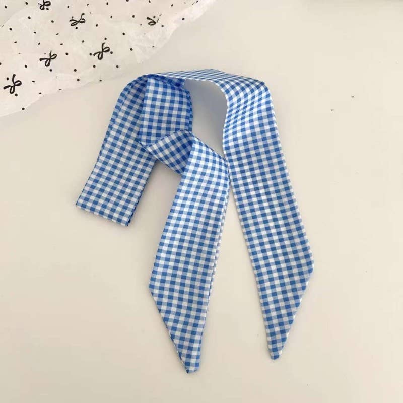 Vintage-Style Skinny Twilly Scarf-Polka Dot & Gingham