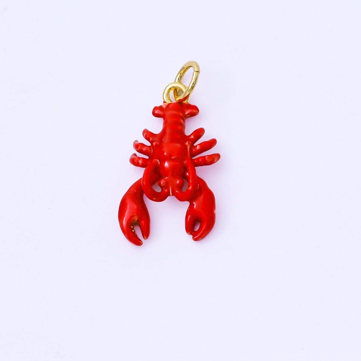 Red Enamel Crawfish Lobster Mini Charm