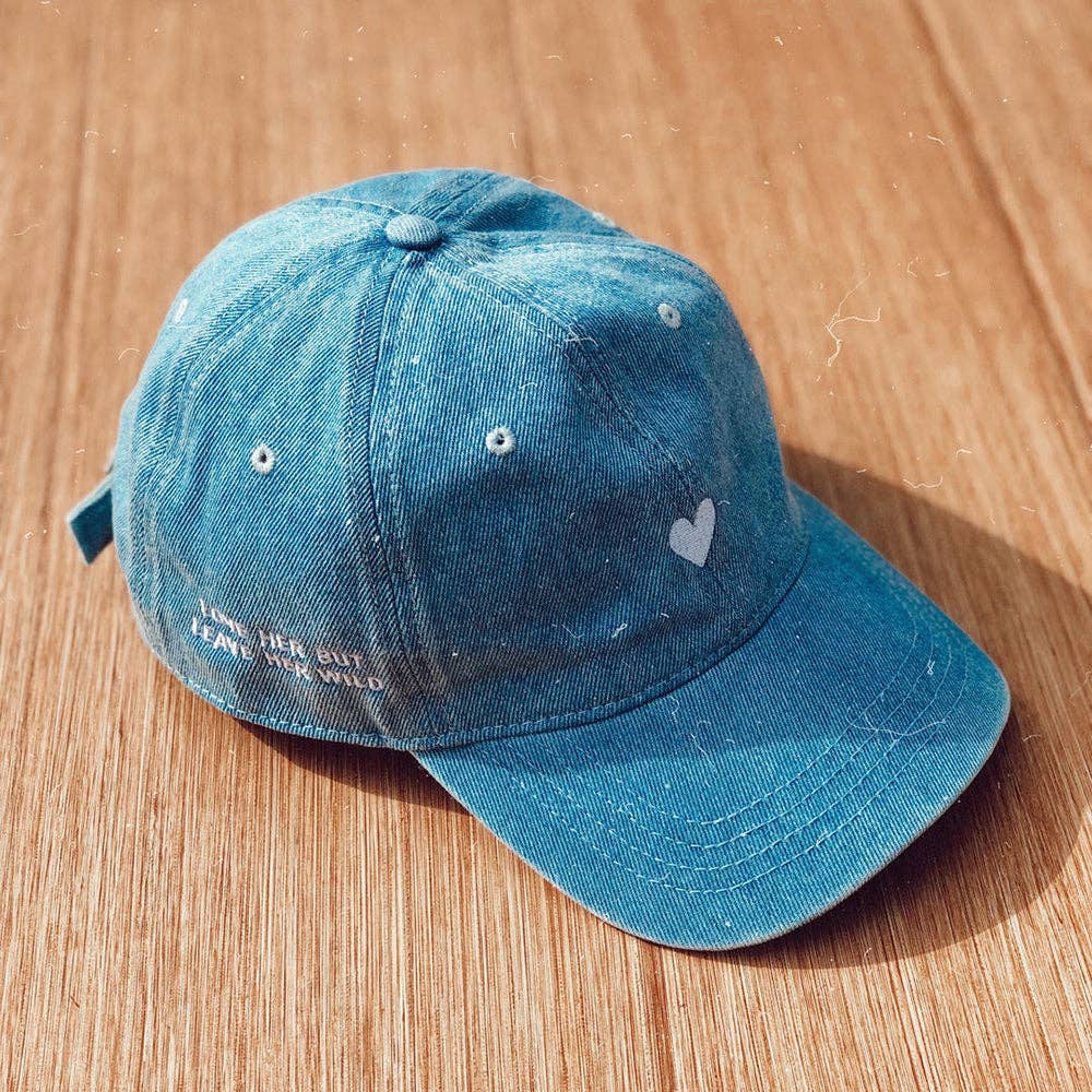 Denim Dad Hat - Embroidered Heart Cap