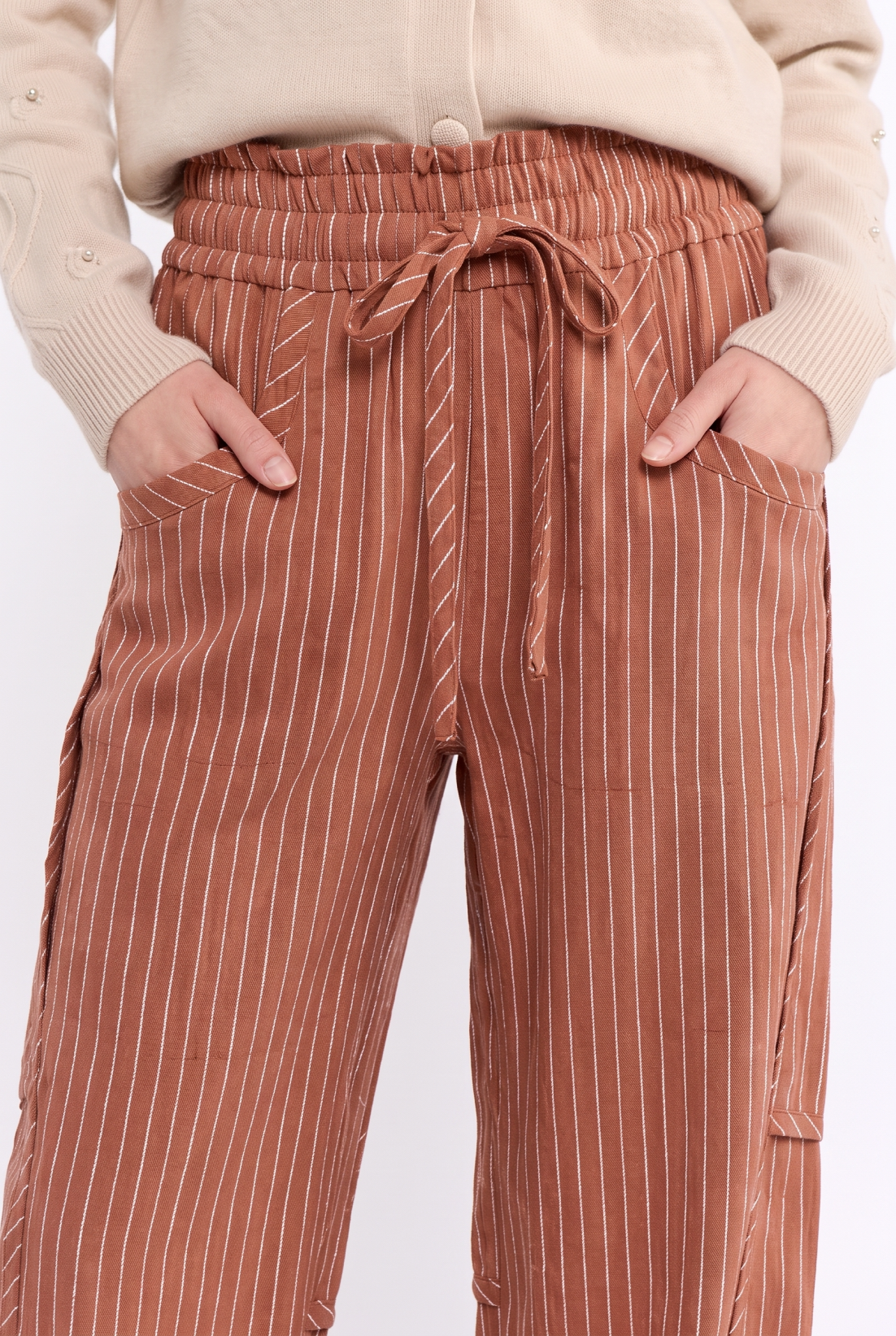 CB10394J Pinstripe Drawstring Pants