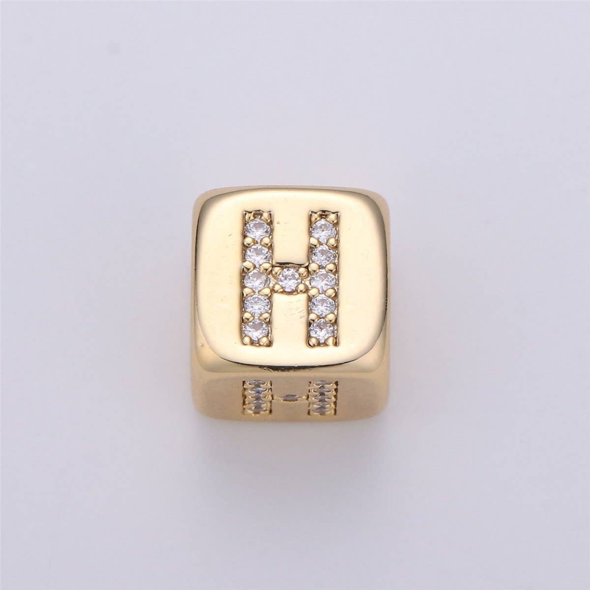 9x9mm Gold Initial Letter Beads, Alphabet Beads, Initial Beads, Alphabet Blocks Micro Pave Initial Block Charm for Bracelet Necklace Supply