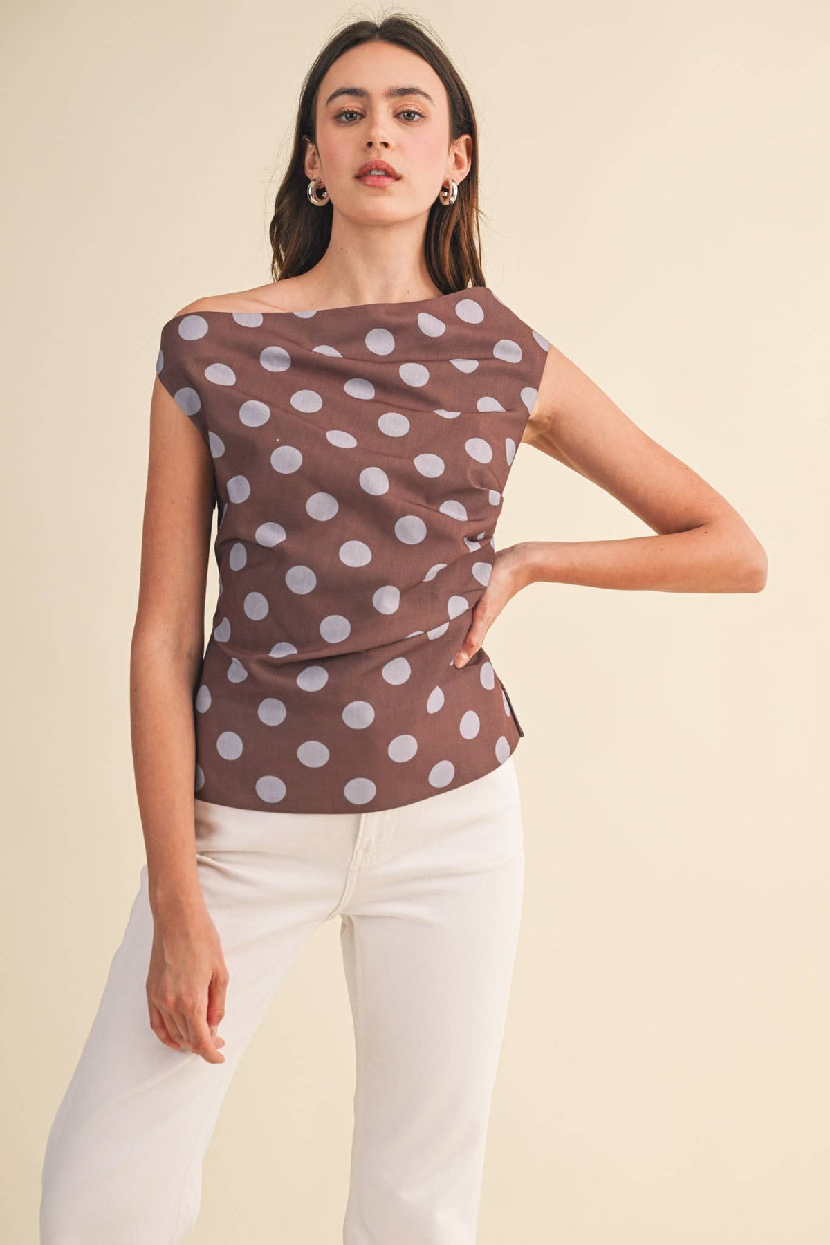 POLKA DOT OFF SHOULDER TOP