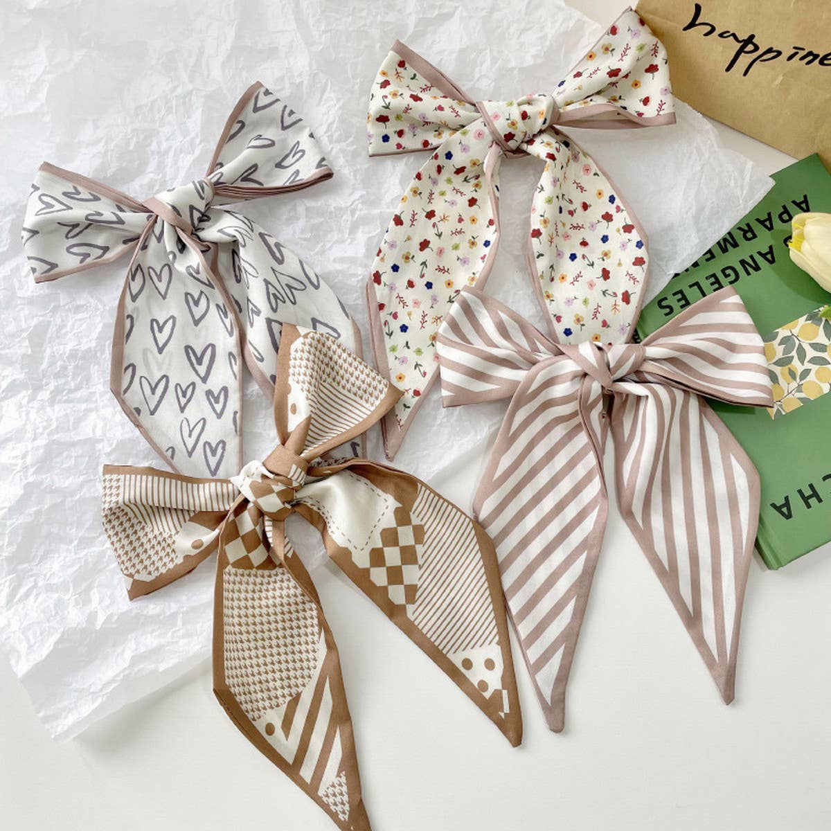 Neutral Narrow Long Twilly Scarf