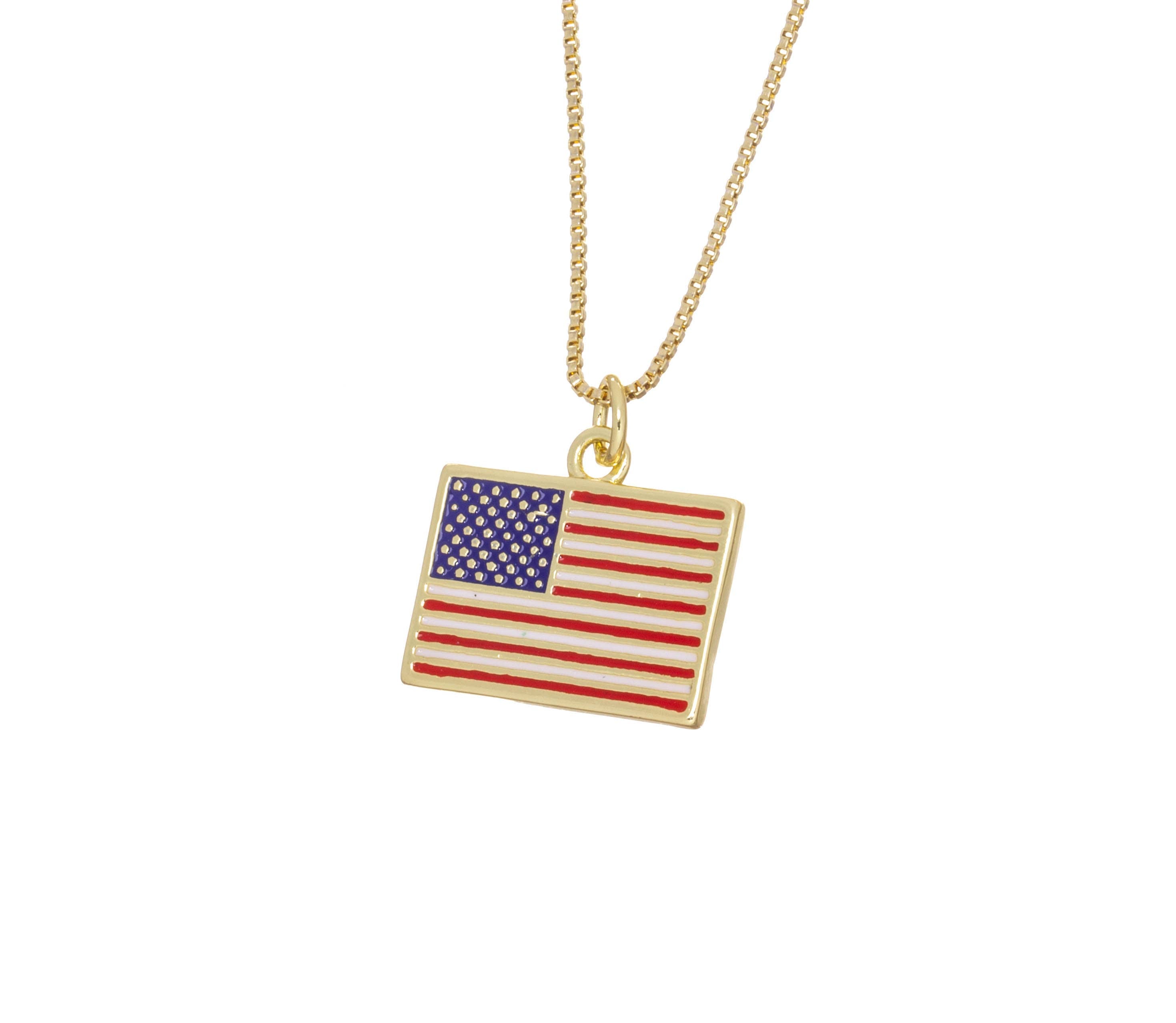 USA Flag Charm For Jewelry Making,Gold US Flag Charm,CPG2587