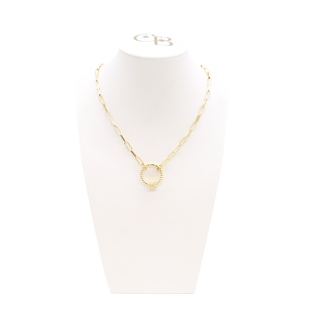 Gold Ashleys Necklace with Round Bella Carabiner