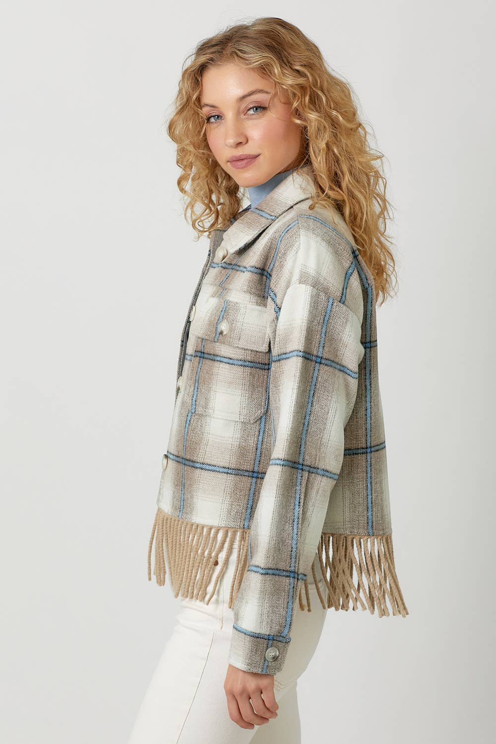 Fringe Plaid Jacket