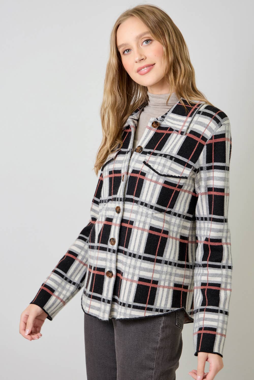 60843 Check Patterned Sweater Jacket