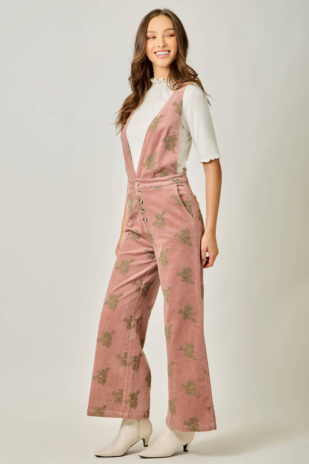 Fernie Embroidered Corduroy Jumpsuit